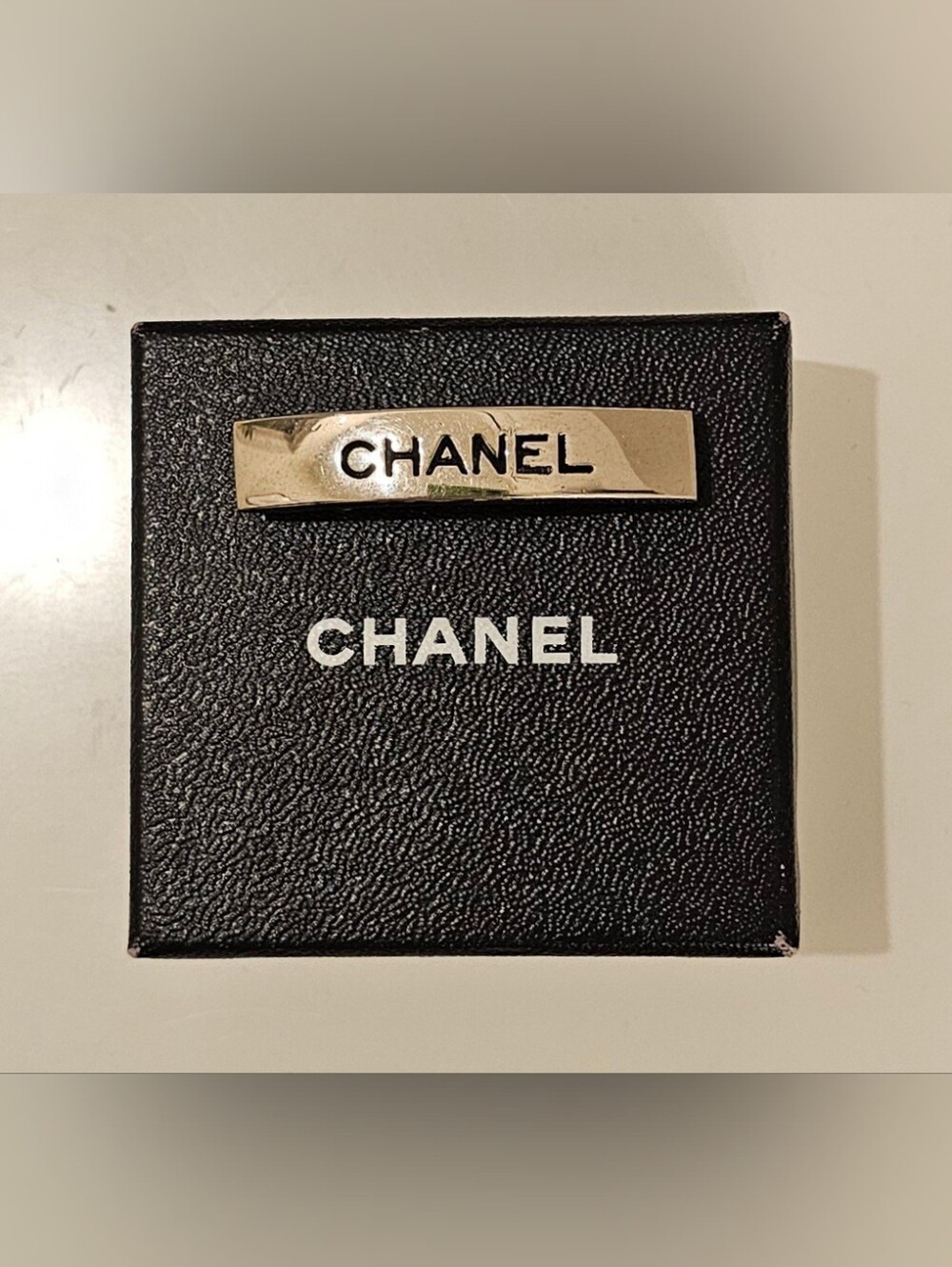 CHANEL SOLID STERLING SILVER Logo Barette - Picture 2 of 4